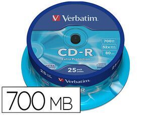 CD-ROM VERBATIM 52X 700MB TARRINA 25 UNIDADES