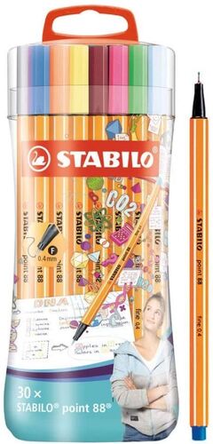 ESTUCHE 30 COLORES STABILO SLEEVE PACK POINT 88