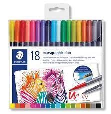 CAJA 18 ROTULADORES STAEDTLER DOBLE PUNTA PINCEL
