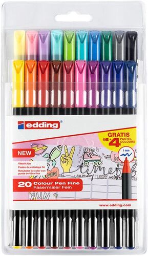 BLISTER 20 ROTULADORES EDDING 1200 COLORES SURTIDOS 