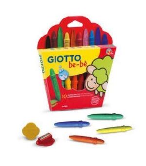 CAJA 10 CERAS DE COLORES GIOTTO BEBE LAVABLES CON AFILALAPIZ