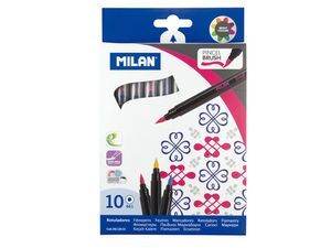 CAJA 10 ROTULADORES MILAN COLORES PUNTA PINCEL