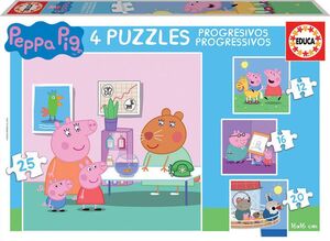 JUEGO 4 PUZZLES EDUCA PROGRESIVOS PEPPA PIG 12 16 20 25 PIEZAS