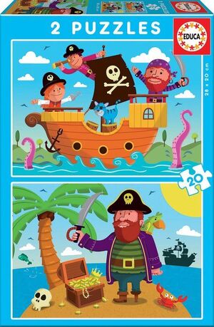 JUEGO 2 PUZZLES EDUCA 20 PIEZAS PIRATAS