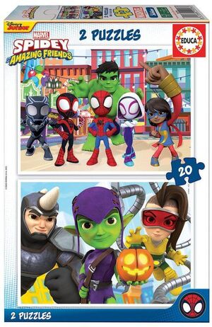 JUEGO 2 PUZZLES EDUCA 20 PIEZAS SPIDEY & HIS AMAZING FRIENDS