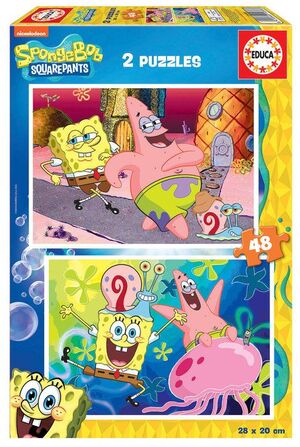 JUEGO 2 PUZZLES EDUCA 48 PIEZAS BOB ESPONJA