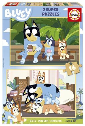 JUEGO 2 PUZZLE 16 PIEZAS BLUEY