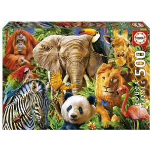 PUZZLE EDUCA 500 PIEZAS COLLAGE ANIMALES SALVAJES
