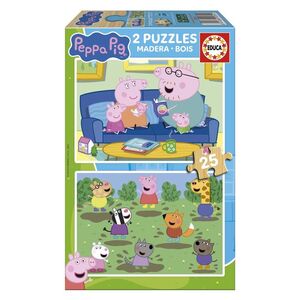 JUEGO 2 PUZZLES 25 PIEZAS MADERA PEPPA PIG