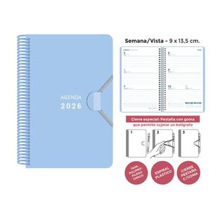 AGENDA ESPIRAL MINI S/V POLIPROPILENO PASTEL AZUL