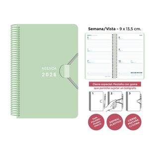 AGENDA ESPIRAL MINI S/V POLIPROPILENO PASTEL VERDE