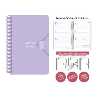AGENDA ESPIRAL MINI S/V POLIPROPILENO PASTEL LILA
