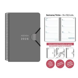 AGENDA ESPIRAL MINI S/V POLIPROPILENO UNICOLOR GRIS