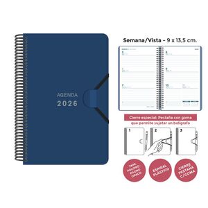 AGENDA ESPIRAL MINI S/V POLIPROPILENO UNICOLOR AZUL OSCURO