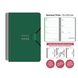 AGENDA ESPIRAL MINI S/V POLIPROPILENO UNICOLOR VERDE OSCURO
