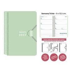 AGENDA ANUAL SENFORT 2027 MINI ESPIRAL VERDE PASTEL