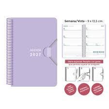 AGENDA ANUAL SENFORT 2027 MINI ESPIRAL VIOLETA PASTEL