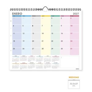 CALENDARIO PARED 2027 MULTICOLOR 32,5 X 27 CM