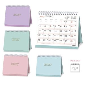 CALENDARIO SOBREMESA 2027 17 X13,5 PASTEL