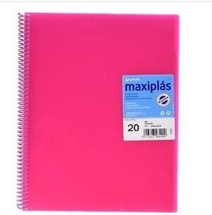 CARPETA 20 FUNDAS MAXIPLAS TRANSPARENTE FUCSIA