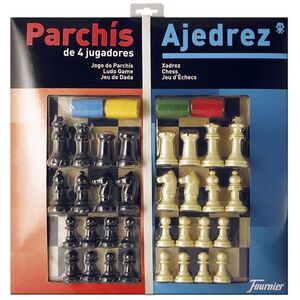 TABLERO GRANDE PARCHIS 4/AJEDREZ C/ACCESOR