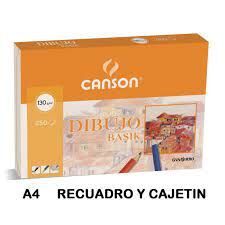 LAMINA PAPEL CANSON BASIK A4 CON RECUADRO Y CAJETIN