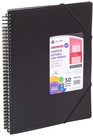 CARPETA 60 FUNDAS A4 ESPIRAL ARCHIVEX STAR NEGRO