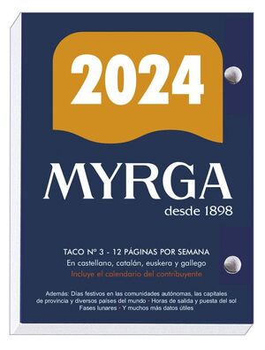 TACO CALENDARIO SOBREMESA MYRGA 2024