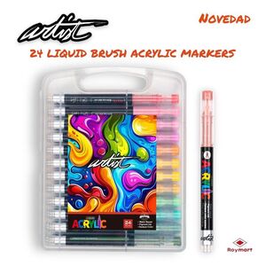ESTUCHE MALETIN 24 ROTULADORES ACRILICOS REAL BRUSH