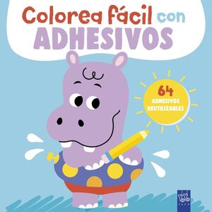 HIPOPÓTAMO COLOREA FÁCIL CON ADHESIVOS