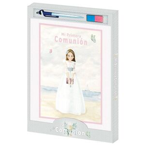 LIBRO COMUNION NIÑA PLAYA+BOLIGRAFO+TAMPON HUELLAS 44 PAG