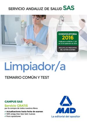 LIMPIADOR/A DEL SERVICIO ANDALUZ DE SALUD. TEMARIO COMÚN Y TEST