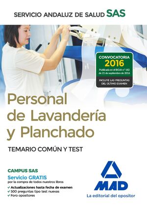 PERSONAL DE LAVANDERÍA Y PLANCHADO DEL SERVICIO ANDALUZ DE SALUD. TEMARIO COMÚN