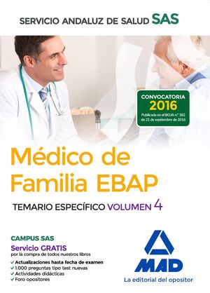 MÉDICO DE FAMILIA EBAP DEL SERVICIO ANDALUZ DE SALUD. TEMARIO ESPECÍFICO VOL 4