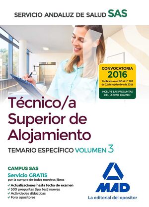TÉCNICO/A SUPERIOR DE ALOJAMIENTO DEL SERVICIO ANDALUZ DE SALUD. TEMARIO  ESPECÍ