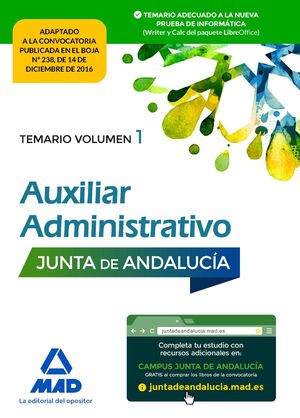 AUXILIAR ADMINISTRATIVO DE LA JUNTA DE ANDALUCÍA. TEMARIO VOLUMEN 1