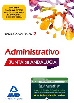 ADMINISTRATIVO DE LA JUNTA DE ANDALUCÍA TURNO LIBRE. TEMARIO VOLUMEN 2