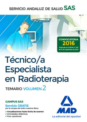 TÉCNICO/A ESPECIALISTA EN RADIOTERAPIA DEL SERVICIO ANDALUZ DE SALUD. TEMARIO ES