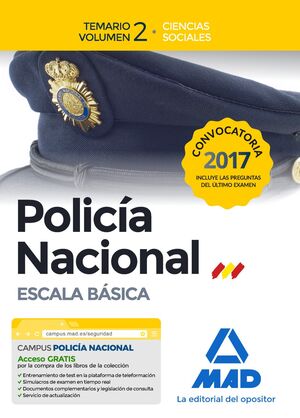 POLICÍA NACIONAL ESCALA BÁSICA. TEMARIO VOLUMEN 2 CIENCIAS SOCIALES