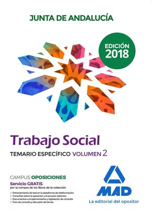 TRABAJO SOCIAL  DE LA JUNTA DE ANDALUCÍA. TEMARIO ESPECÍFICO VOLUMEN 2