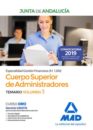 CUERPO SUPERIOR DE ADMINISTRADORES JUNTA DE ANDALUCIA ESPECIALIDAD GESTION FINANCIERA A1 1200 TEMARIO VOLUMEN 3