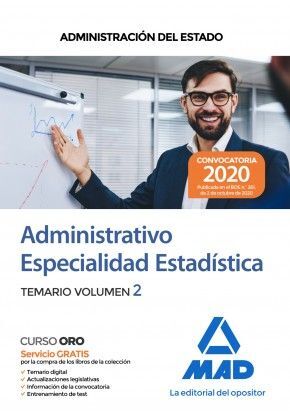 ADMINISTRATIVO ADMINISTRACIÓN DEL ESTADO ESPECIALIDAD ESTADÍSTICA TEMARIO VOLUMEN 2