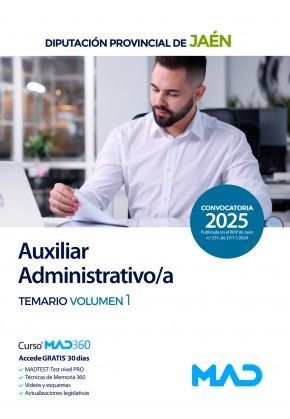 AUXILIAR ADMINISTRATIVO/A DIPUTACIÓN PROVINCIAL DE JAÉN TEMARIO VOLUMEN 1