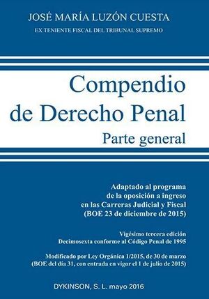 COMPENDIO DE DERECHO PENAL. PARTE GENERAL