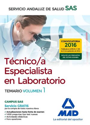 TÉCNICO/A ESPECIALISTA EN LABORATORIO DEL SERVICIO ANDALUZ DE SALUD. TEMARIO ESP