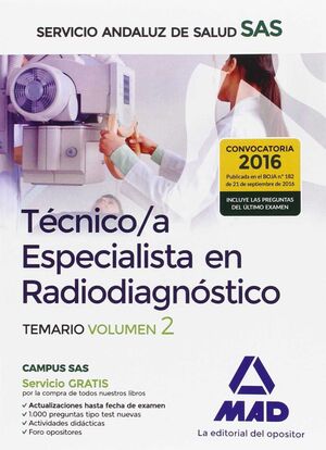 TÉCNICO/A ESPECIALISTA EN RADIODIAGNÓSTICO DEL SERVICIO ANDALUZ DE SALUD. TEMARI