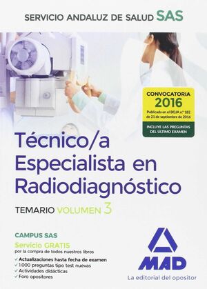 TÉCNICO/A ESPECIALISTA EN RADIODIAGNÓSTICO DEL SERVICIO ANDALUZ DE SALUD. TEMARI