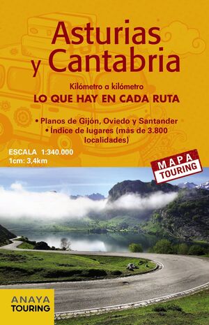 MAPA DE CARRETERAS ASTURIAS Y CANTABRIA (DESPLEGABLE), ESCALA 1:340.000