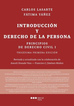 PRINCIPIOS DE DERECHO CIVIL. TOMO I. INTRODUCCION Y DERECHO DE LA PERSONA